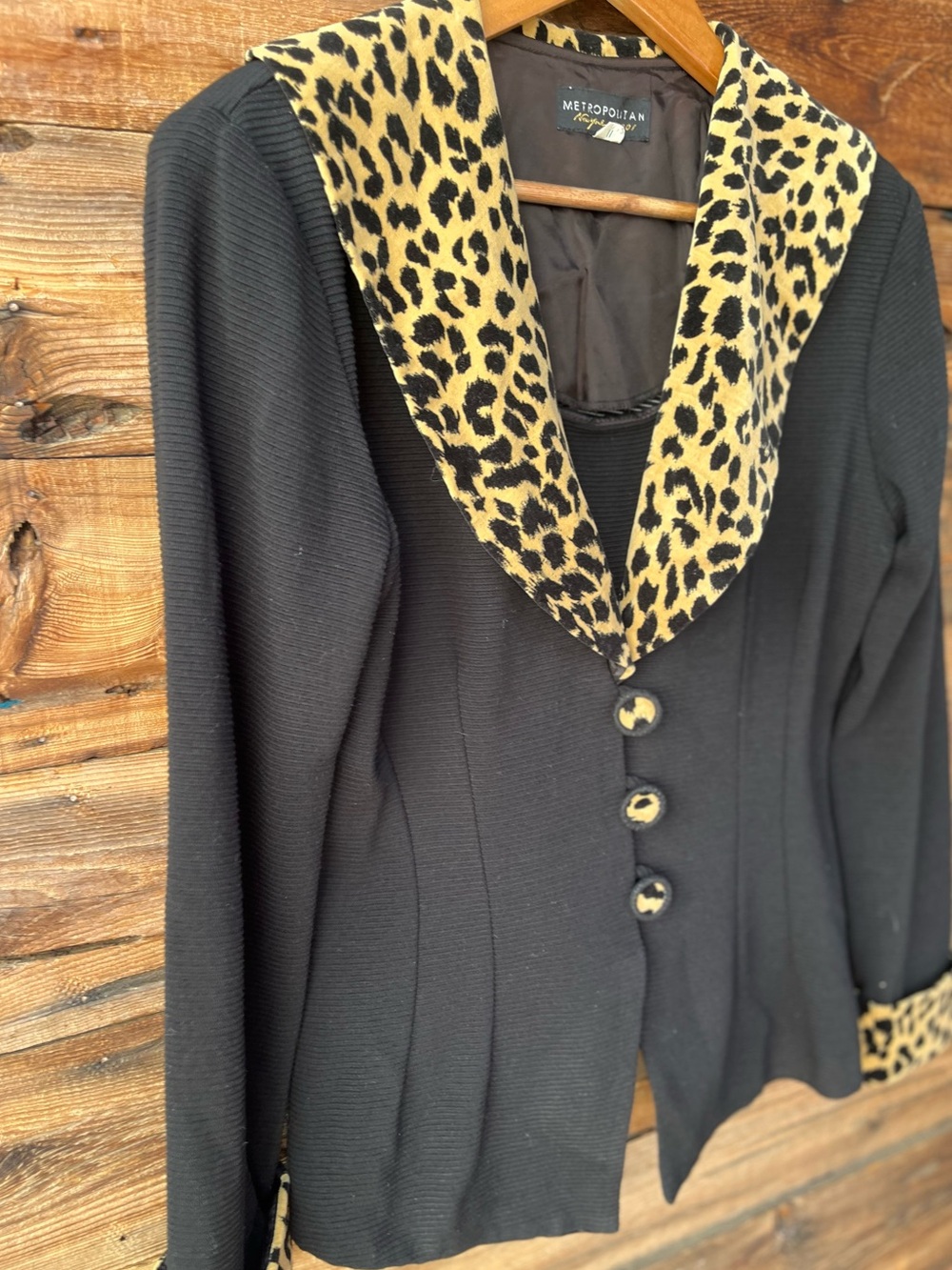 METROPOLITAN | Vintage 90s Y2K Leopard Black Pencil Skirt & Jacket Set 12 - Picture 4 of 12